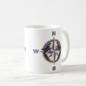 Whale Compass Rose Kaffeetasse (VorderseiteRechts)
