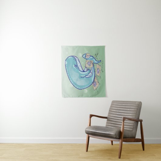 Whale Crocheting Wandteppich (Beispiel)