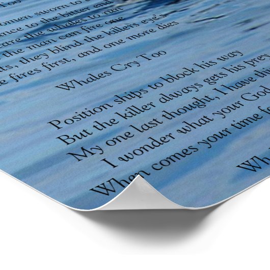 Whale cry..., A poem of deep sorrow... Poster (Ecke)