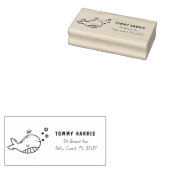 Whale | Custom Kids Name & Return Address  Gummistempel (Stempel)