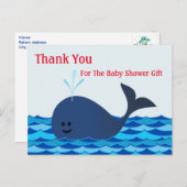 Whale, Danke, Baby Shower Postcard Postkarte (Vorne/Hinten)