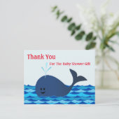 Whale, Danke, Baby Shower Postcard Postkarte (Stehend Vorderseite)