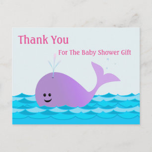 Whale, Danke, Girl Baby Shower Postcard Postkarte