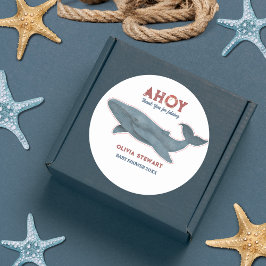 Whale Danke Nautical Baby Dusche Runder Aufkleber