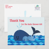 Whale, Danke, Twins Baby Shower Postcard Postkarte (Vorne/Hinten)
