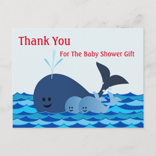 Whale, Danke, Twins Baby Shower Postcard Postkarte (Vorderseite)