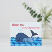 Whale, Danke, Twins Baby Shower Postcard Postkarte (Stehend Vorderseite)