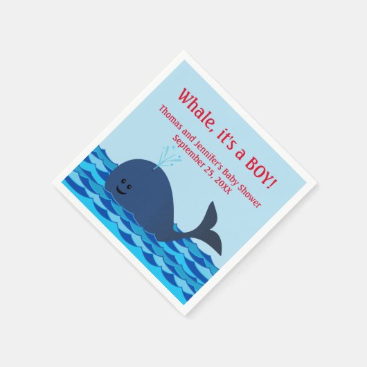 Whale, das ist eine junge Babydusche Napkins Serviette (Ecke)