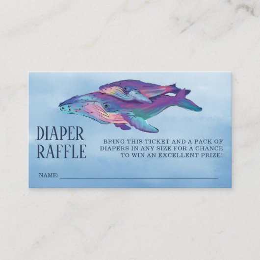 Whale Diaper Raffle Baby Dusche Begleitkarte (Vorderseite)
