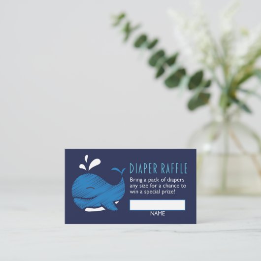 Whale Diaper Raffle Ticket (Junge) Begleitkarte (Stehend Vorderseite)