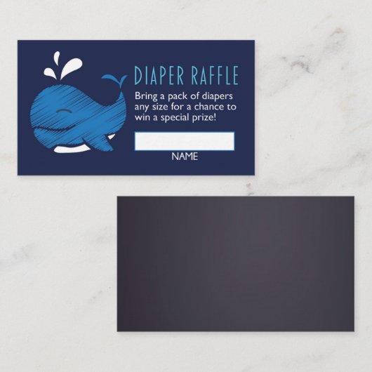 Whale Diaper Raffle Ticket (Junge) Begleitkarte (Vorne/Hinten)