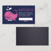 Whale Diaper Raffle Ticket (Mädchen) Begleitkarte (Vorne/Hinten)