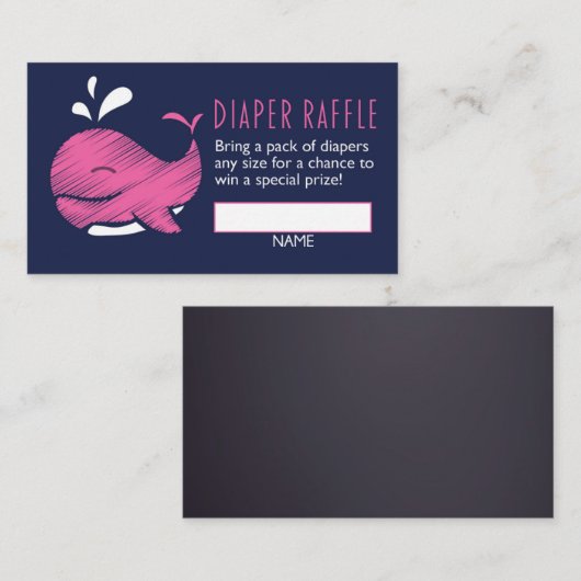 Whale Diaper Raffle Ticket (Mädchen) Begleitkarte (Vorne/Hinten)