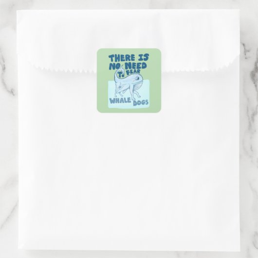 Whale Dog funny creature Quadratischer Aufkleber (Tasche)
