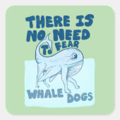 Whale Dog funny creature Quadratischer Aufkleber (Vorderseite)