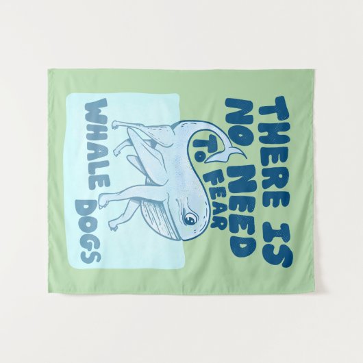 Whale Dog funny creature Wandteppich (Vorderseite (Horizontal))