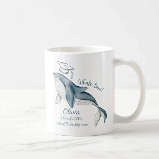 Whale Done Grand White Blue Modern Abschluss Gift Kaffeetasse (Rechts)
