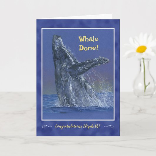 "Whale Done" Personalisierte Abschluss-Gratulatioi Karte (Kleine Pflanze)