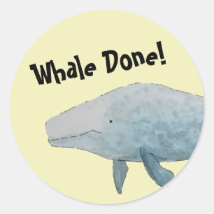 Whale Done Pun Blue Whale Runder Aufkleber