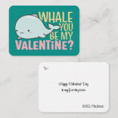 Whale du bist mein Niedlicher Valentinstag Mitteilungskarte (Vorne/Hinten)