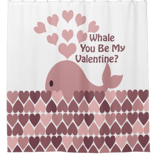 Whale du bist mein Valentine Duschvorhang (Vorderseite)