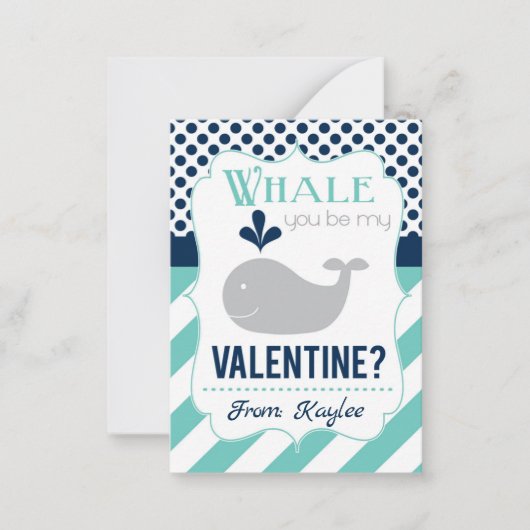 Whale du bist mein Valentine Mitteilungskarte (Vorderseite)