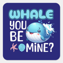 Whale du bist meine Whale Pun Liebe Quadratischer Aufkleber