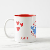 Whale du bitte mein Valentin sein? Zweifarbige Tasse (Links)