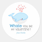 Whale du mein Valentine? Runder Aufkleber (Vorderseite)