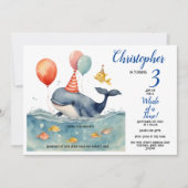 Whale eines Geburtstags eines Zeitjungen Einladung (Vorderseite)