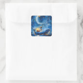 Whale Fantasy Quadratischer Aufkleber (Tasche)