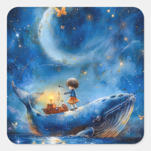 Whale Fantasy Quadratischer Aufkleber