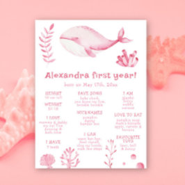 Whale First Birthday Milestone Geburtstag Poster