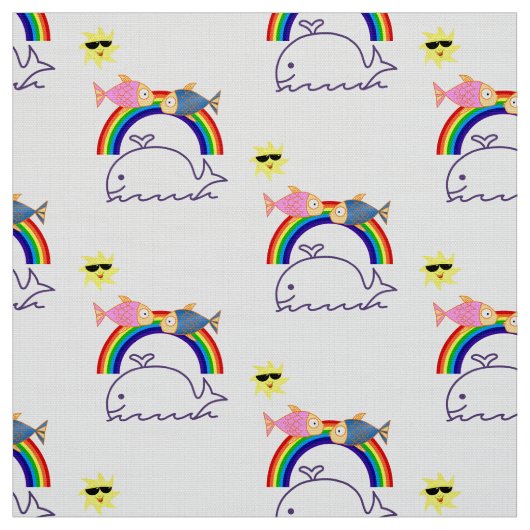 Whale Fish Rainbow Sun Fabric Stoff (Muster)