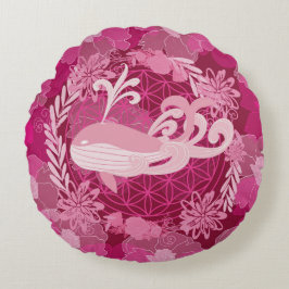 Whale flower of life rundes kissen