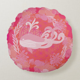 Whale flower of life rundes kissen