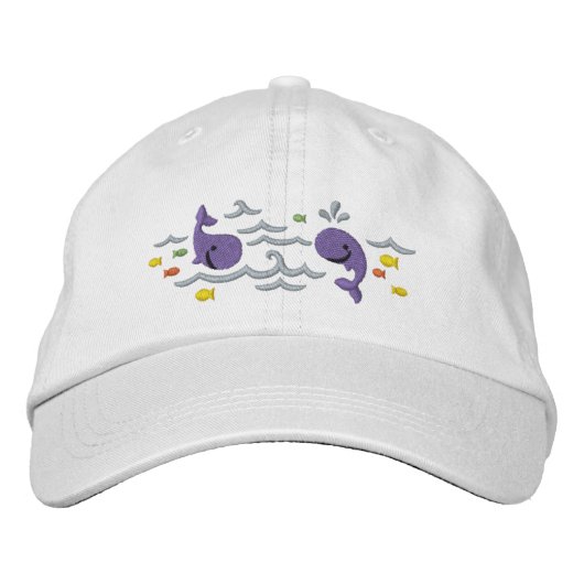 Whale Fun Bestickte Baseballkappe (Vorderseite)