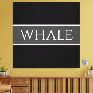 WHALE Fun Dark Gray Schwarz-weiß Orca Streifen Leinwanddruck