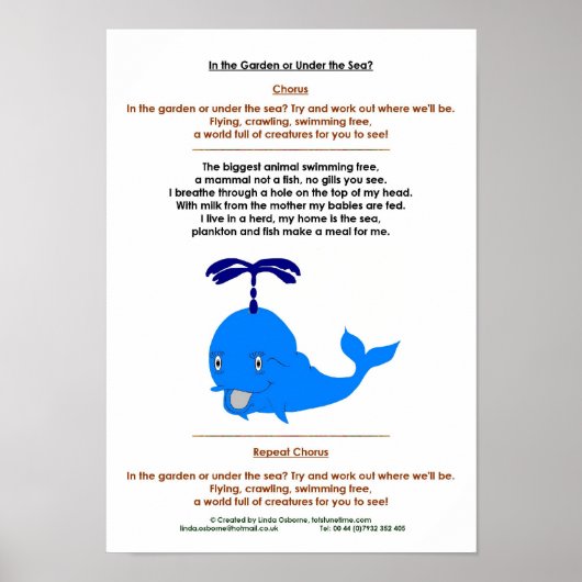 Whale Gedicht vor der Schule und Bildung der frühe Poster (Vorne)