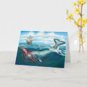 Whale gegen Tintenfisch-Karte Karte (Gelbe Blume)