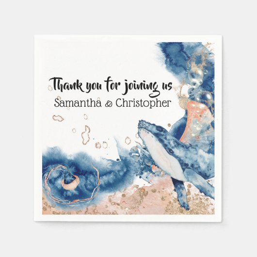 Whale Gelee Fisch Meereslebewesen Blaue Orange DIY Serviette (Vorderseite)