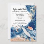 Whale Gelee Fische Meeressäugetiere blaues Orangen Einladung (Vorderseite)