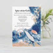 Whale Gelee Fische Meeressäugetiere blaues Orangen Einladung (Stehend Vorderseite)