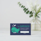 Whale Gender Reveal Diaper Raffle Ticket Begleitkarte (Stehend Vorderseite)