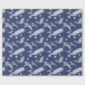 Whale Gift Wrapping Paper on White, Celestis Geschenkpapier (Flach)