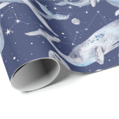 Whale Gift Wrapping Paper on White, Celestis Geschenkpapier (Rolleneckpunkt)