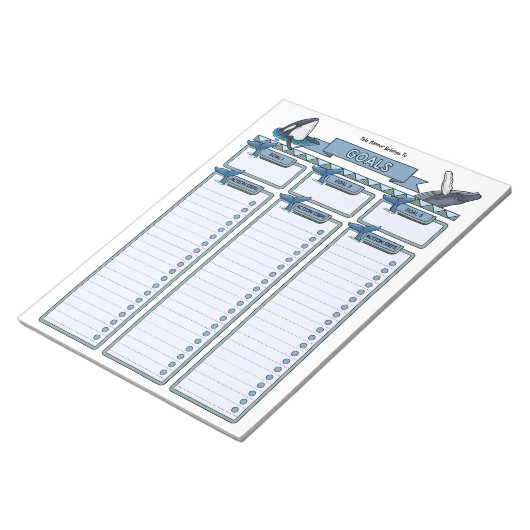 Whale Goal Planner Benutzerdefinierter Notepad Notizblock (angewinkelt)