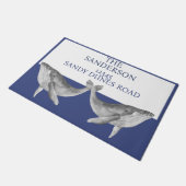 Whale Grau Blau und Weiß Fußmatte (Schrägansicht)