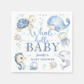 Whale Hello Baby Shower Boy Blue Ocean Paper Serviette (Vorderseite)
