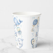 Whale Hello Baby Shower Boy Blue Ocean Pappbecher (Rechts)